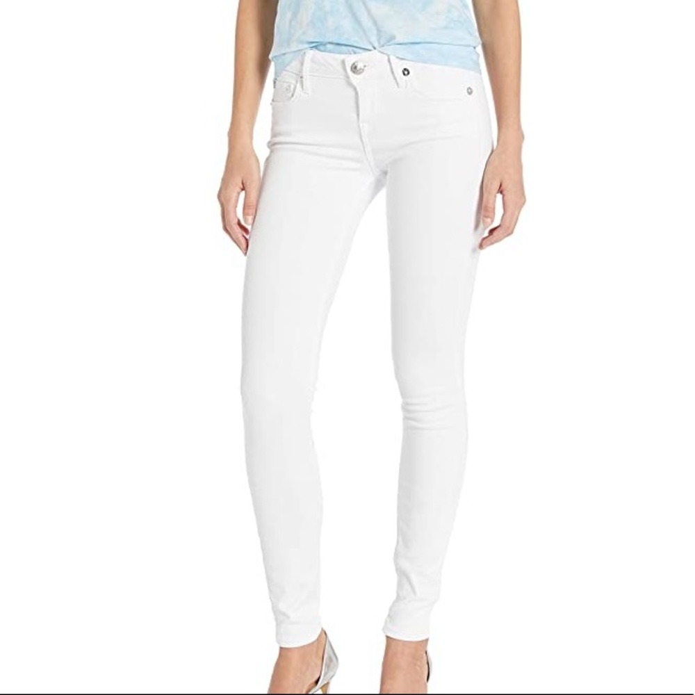 True Religion Halle Mid Rise Skinny White Jeans